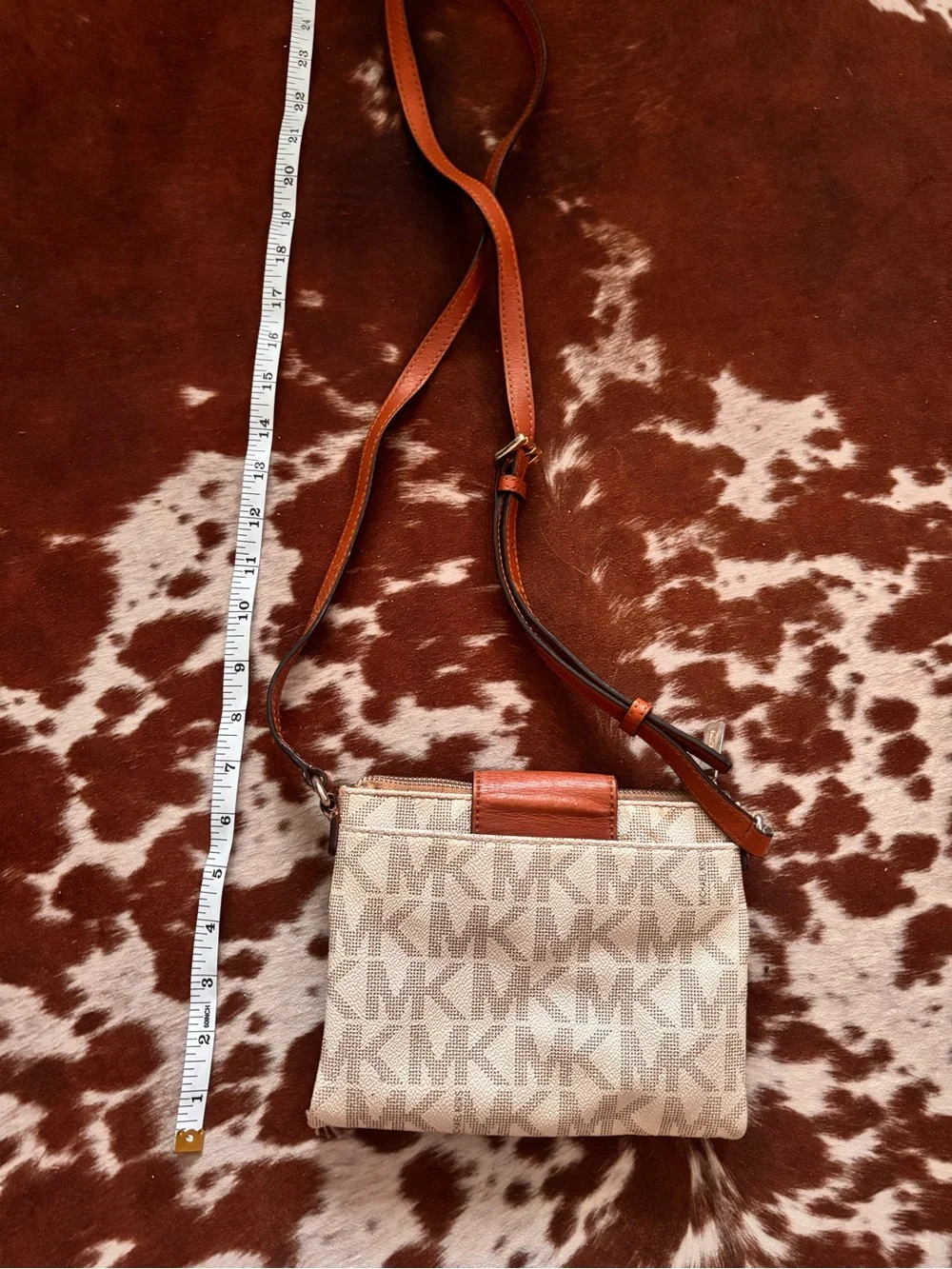 Michael Kors Brown/Beige Crossbody Bag with Signature MK Print